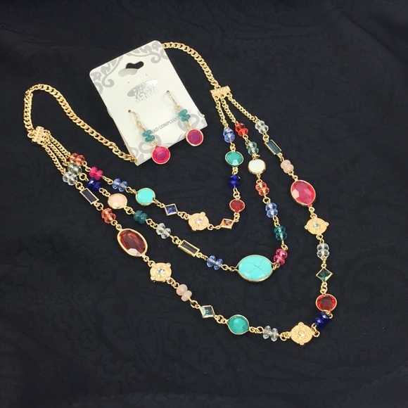 580x580 Icon Collection Jewelry Nwt Necklace Earrings Goldtone Long