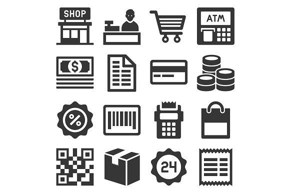 580x386 Finance And Shopping Icons Set Commercial Commercial Shop