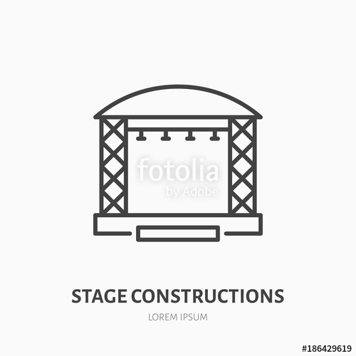 500x500 Stage Constructions Flat Line Icon Scene, Event Equipment Rental