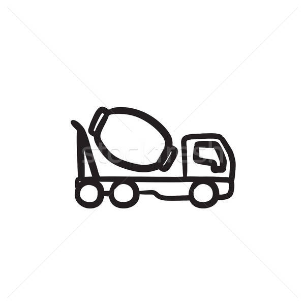 600x600 Concrete Mixer Truck Sketch Icon Vector Illustration Andrei