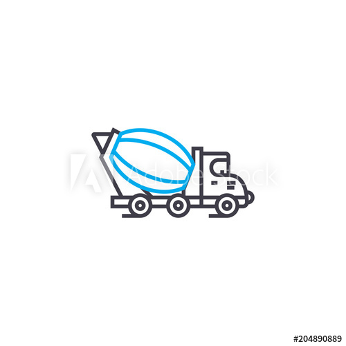 500x500 Concrete Mixer Vector Thin Line Stroke Icon Concrete Mixer