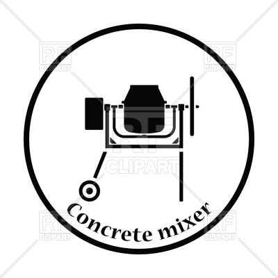 400x400 Thin Circle Design Icon Of Concrete Mixer Vector Image