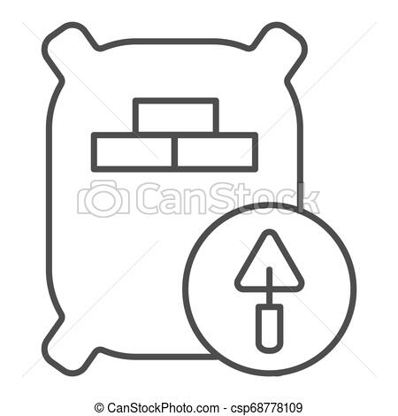 450x470 Cement Bag Thin Line Icon Concrete Vector Illustration Isolated