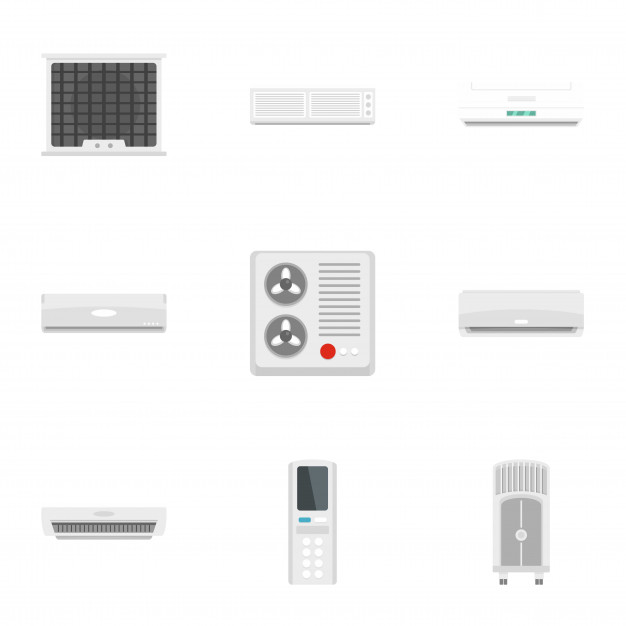 626x626 Conditioner Equipment Icon Set, Flat Style Vector Premium Download