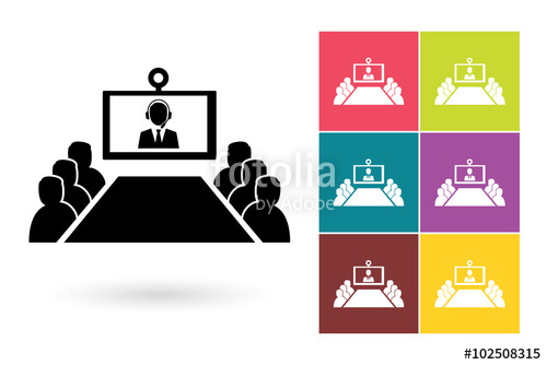 500x334 Conference Vector Icon Or Video Conference Symbol Online Meeting