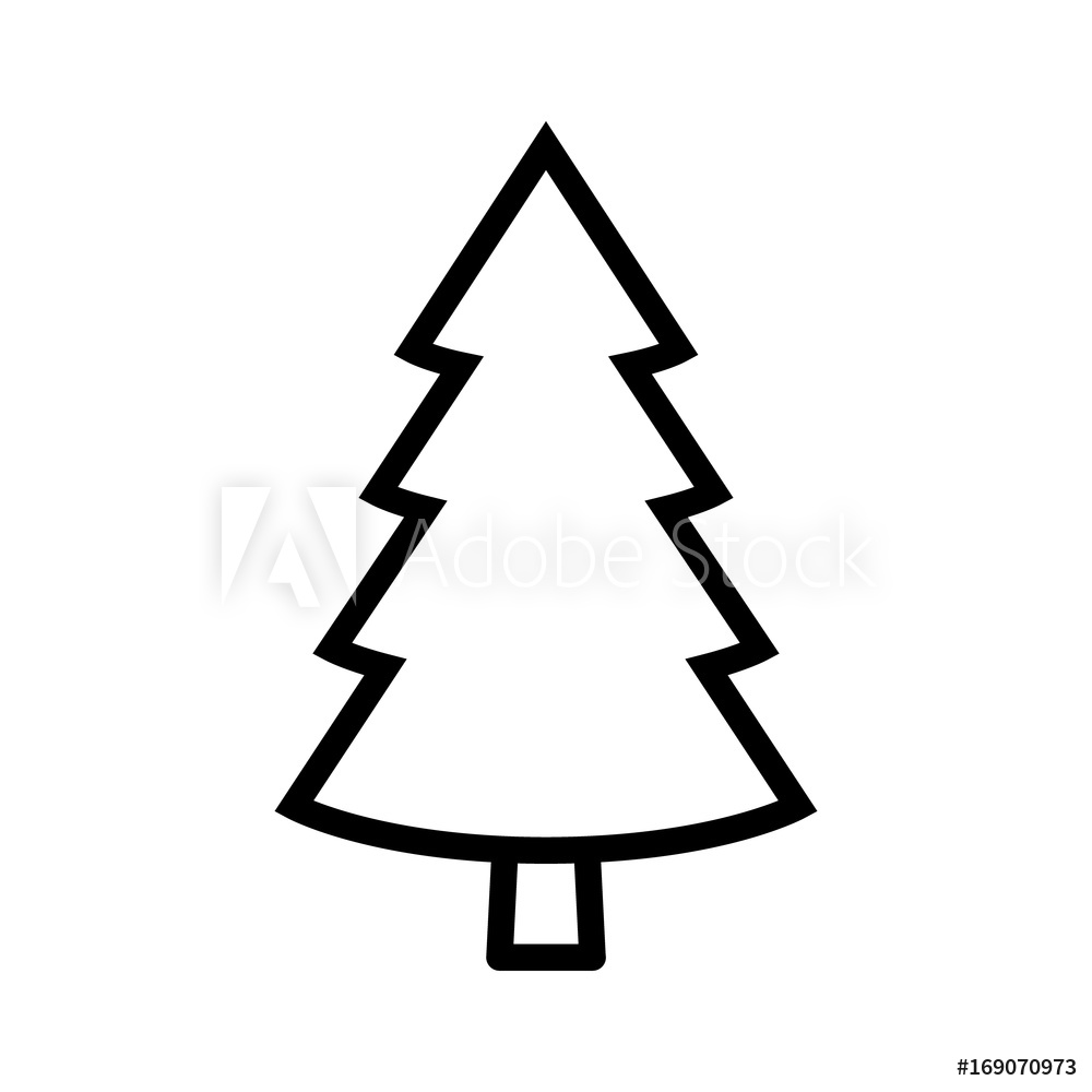 1000x1000 Fotografie, Obraz Evergreen Conifer Pine Tree Flat Stylized Line