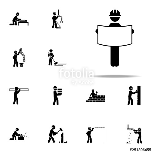 500x500 Blueprint, Plan Worker Icon Construction People Icons Universal