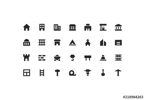 500x348 Building Construction Icon Set Buy This Stock Template