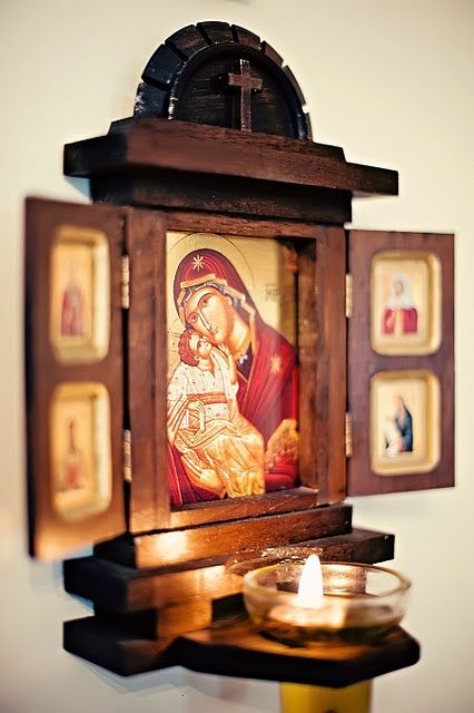 426x640 Icon B With Glass Oil Cup Travel Prayer Corner, Home Altar