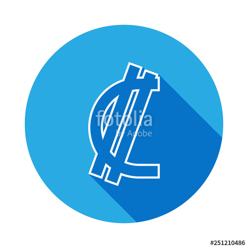 500x500 Costa Rica Currency Sign Icon With Long Shadow Thin Line Icon