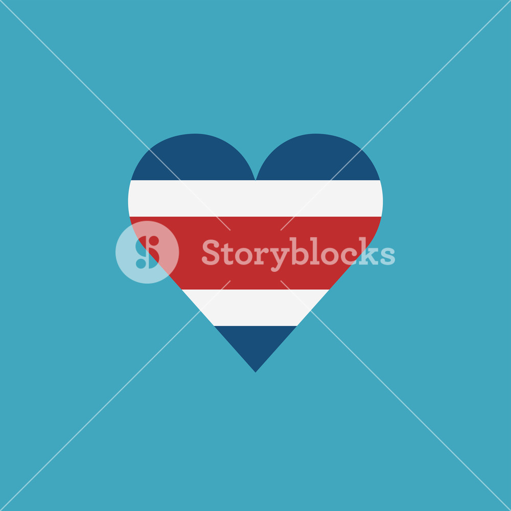 1000x1000 Costa Rica Flag Icon In A Heart Shape In Flat Design Independence