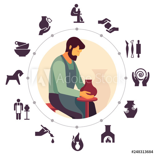 500x500 Pottery Isolated Line Icons And Vector Illustration Ceramic