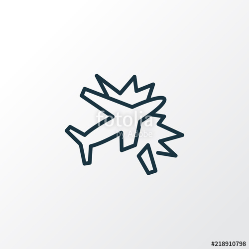500x500 Plane Crash Icon Line Symbol Premium Quality Isolated Exploding