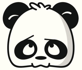 328x280 Cute Cartoon Panda Head Icon Black White Vinyl Decal