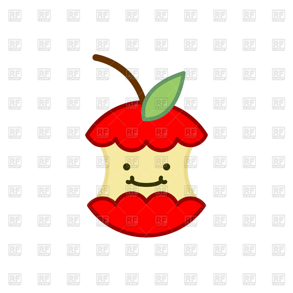 1200x1200 Red Apple Core Cute Cartoon Icon Vector Image Of Food
