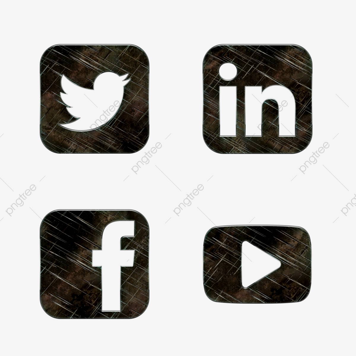 1200x1200 Four Social Media Icons Dark Black Scratched Textured, Dark Icon