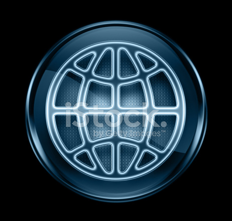 462x440 Globe Icon Dark Blue, Isolated On Black Background Stock Vector