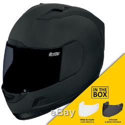 250x250 Icon Alliance Dark Black Full Face Motorcycle Helmet + Free Visor