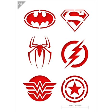 466x466 Super Hero Emblem Logos Stencil