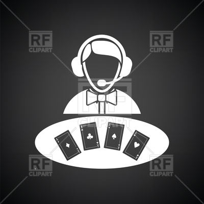 400x400 Casino Dealer Icon On Black Background Vector Image Of People