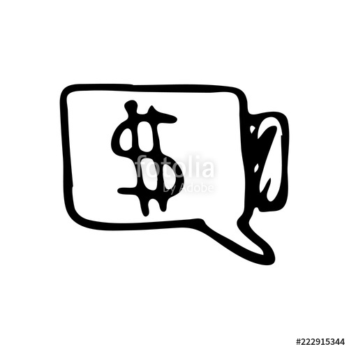 500x500 Hand Drawn Cloud Web Doodle Sketch Dollar Icon Decoration