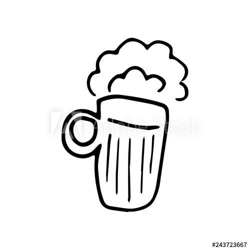 500x500 Hand Drawn Cup Of Beer Doodle Sketch Style Icon Decoration