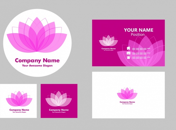 600x446 Name Card Templates Violet Lotus Icon Decoration Free Vector