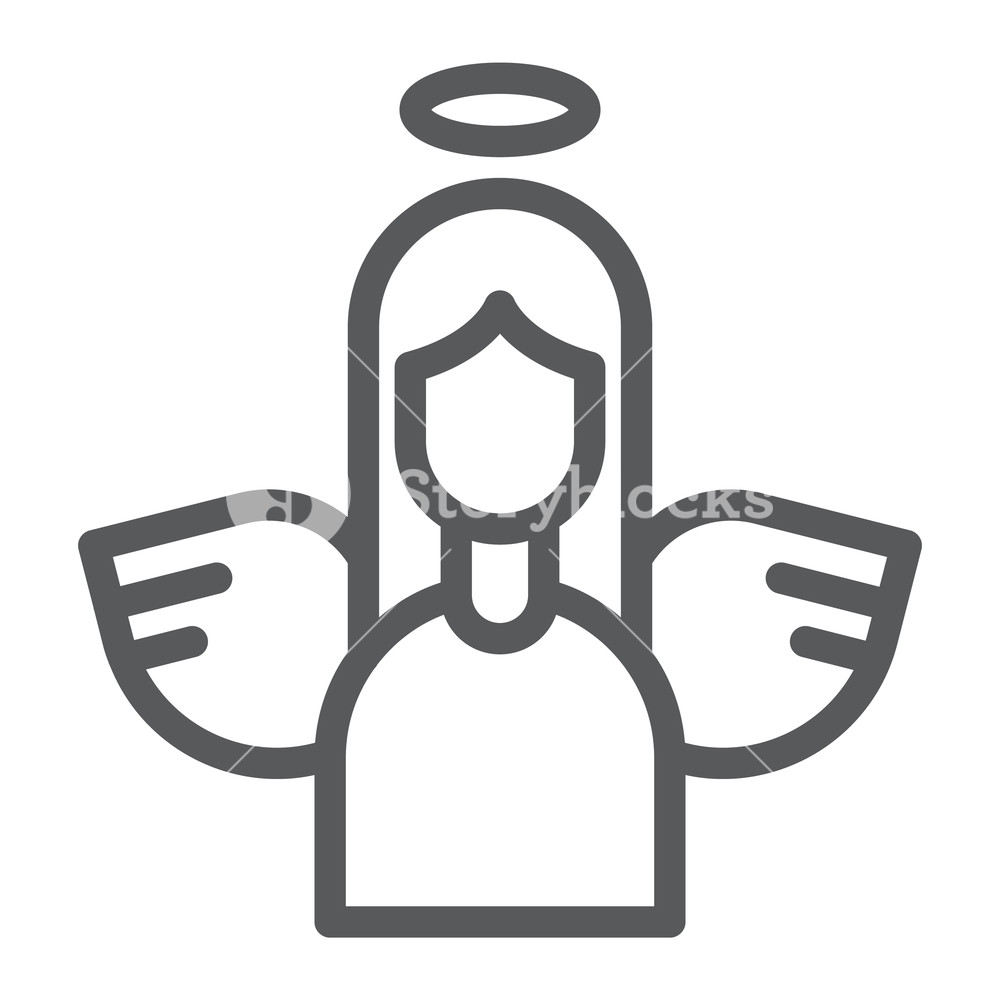 1000x1000 Angel Line Icon, Decoration And Peace, Holy Sign, Vector Graphics