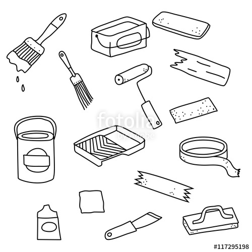 500x500 Painter Decorator Icon Doodle Background Wallpaper Stock Image