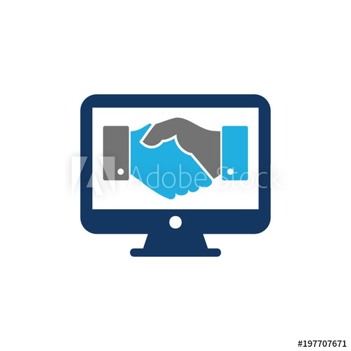 500x500 Handshake Computer Logo Icon Design