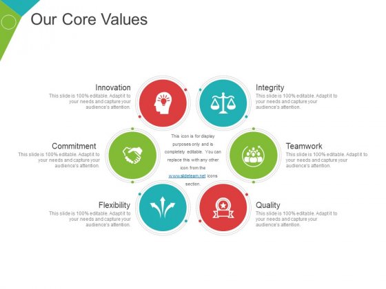 560x420 Our Core Values Template Ppt Powerpoint Presentation Icon Design