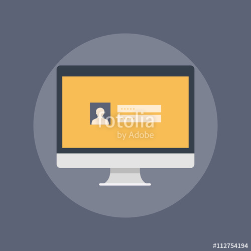 500x500 Desktop Screen Login Flat Icon Design Stock Image And Royalty