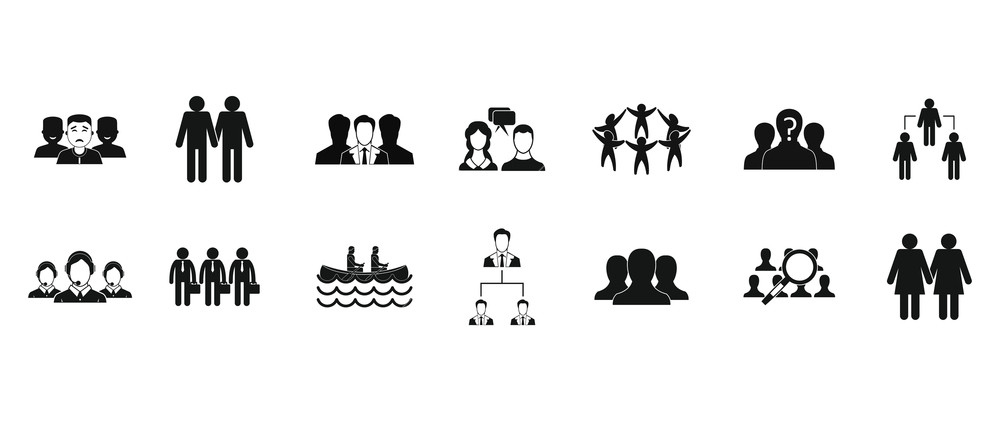 1000x421 People Group Icon Set Simple Set Of People Group Vector Icons