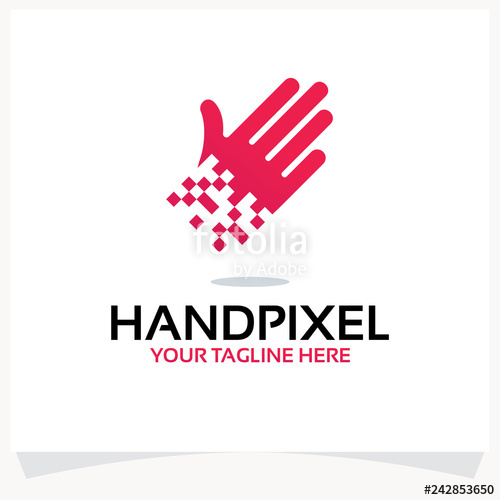 500x500 Hand Pixel Logo Template Design Vector Inspiration Icon Design