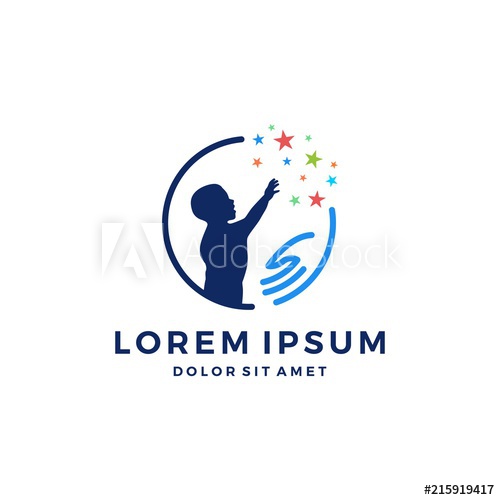 500x500 Kid Child Take Stars Raising Star Hand Care Logo Icon Design