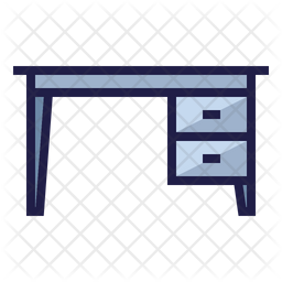 256x256 Desk Icon Of Colored Outline Style