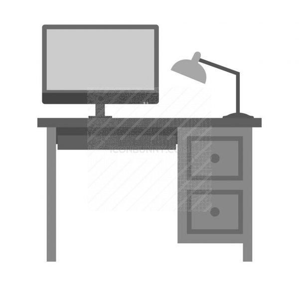 600x600 Office Desk Greyscale Icon