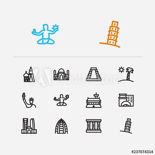 500x500 Travel Icons Set Mex New York, Detroit And Monument, Dubai