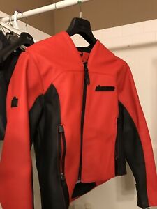 225x300 Icon Device Leather Motorcycle Jacket Small Red Black Ebay