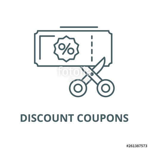 500x500 Discount Coupons Line Icon, Vector Discount Coupons Outline Sign