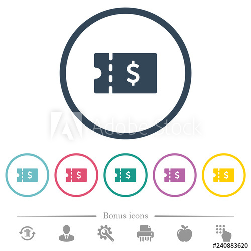 500x500 Dollar Discount Coupon Flat Color Icons In Round Outlines