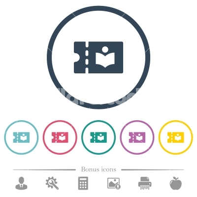 400x400 Library Discount Coupon Flat Color Icons In Round Outlines