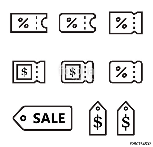 500x482 Sale Discount Coupon Icons Ticket Icon Stock Image And Royalty