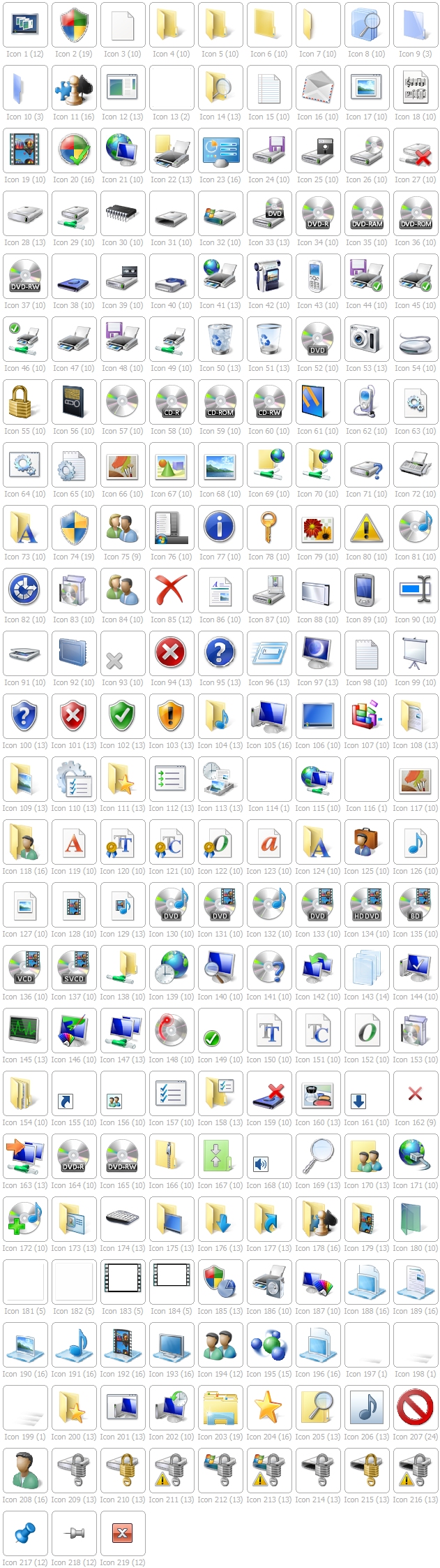 631x2245 Windows Icons Reference List With Details, Locations Images