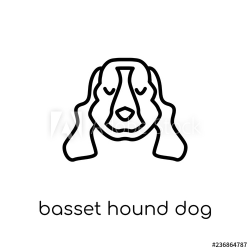 500x500 Basset Hound Dog Icon Trendy Modern Flat Linear Vector Basset