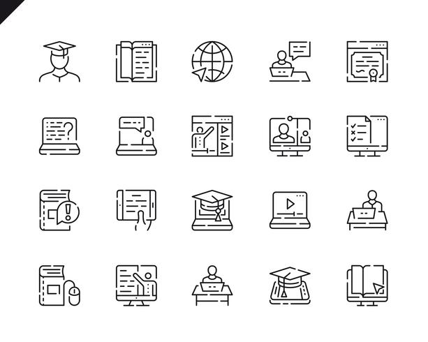 613x490 Simple Set Online Education Line Icons For Website And Mobile Apps