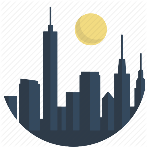 512x512 Circle, City, Downtown, Landscape, Night, Scenery, Town Icon
