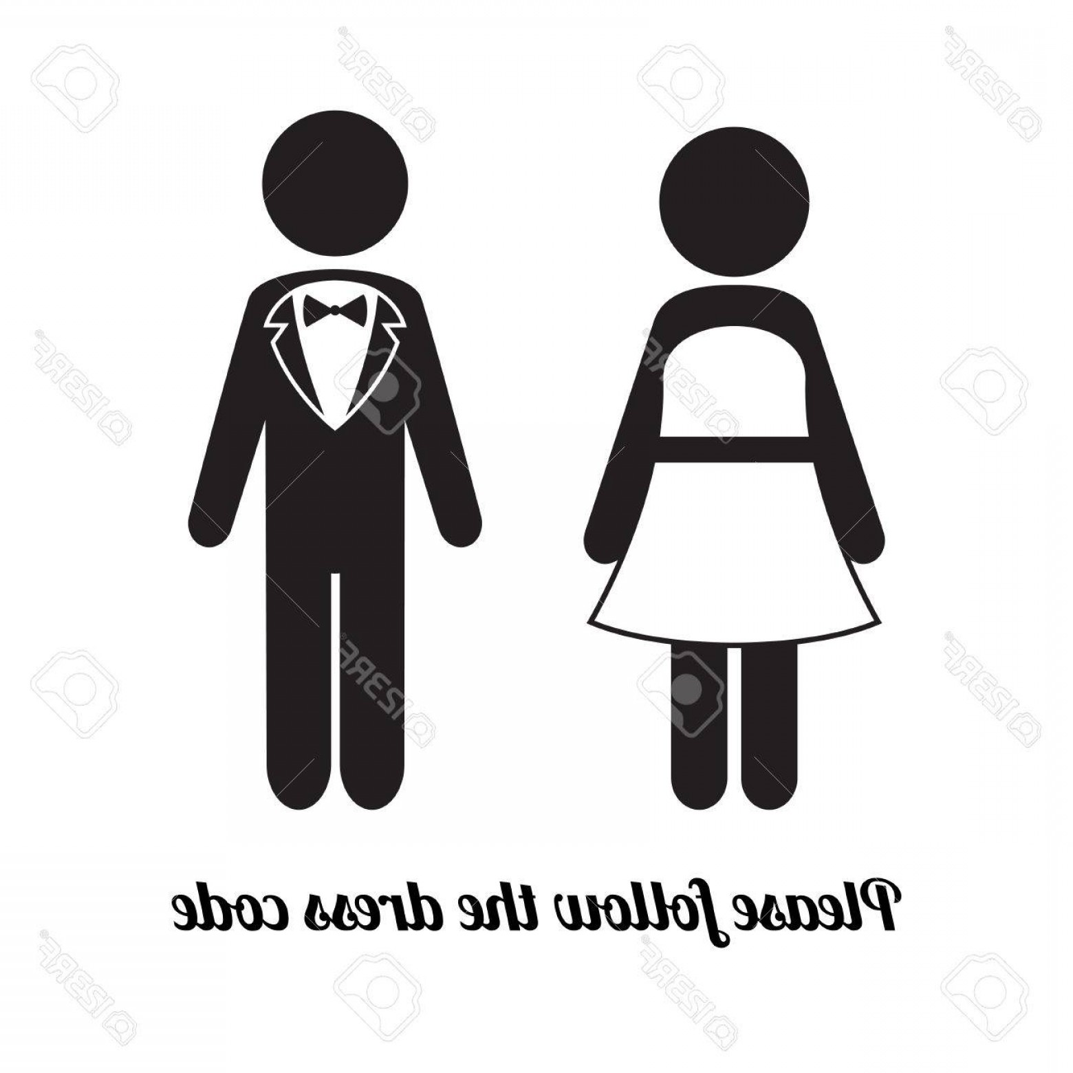 1560x1560 Photostock Vector Man And Woman Icons Black Tie Dress Code Icon