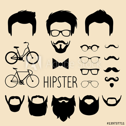 500x500 Big Vector Set Of Dress Up Constructor With Different Men Hipster