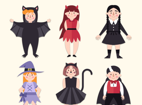 452x336 Cute Halloween Dress Up Children Vector Material Icons Free